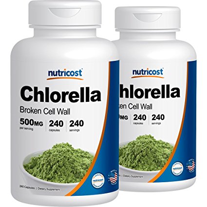 Nutricost Chlorella Capsules (2 Bottles) 500mg, 240 Capsules Each