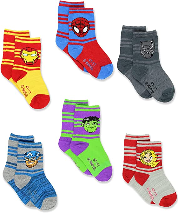 Super Hero Adventures Spider-Man Boys Toddler 6 pack Crew Socks