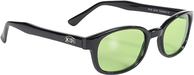 Pacific Coast Original KD's Biker Sunglasses (Black Frame/Green Lens)