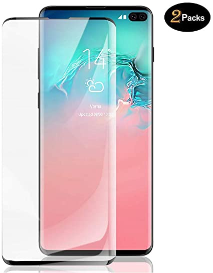 2 Pack Galaxy S10 Plus Screen Protector,Top Craft Support Fingerprint Recognition [HD Clear][No Bubbles][9H Hardness] Tempered Glass Screen Protector Compatible with Samsung Galaxy S10 Plus / S10