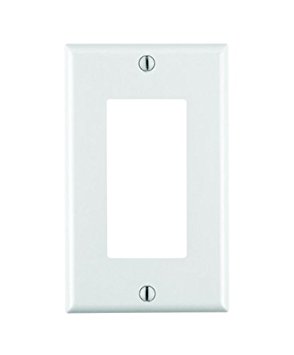 Leviton 80401-W 1-Gang Decora/GFCI Wallplate, Standard Size, Thermoset, Device Mount, White