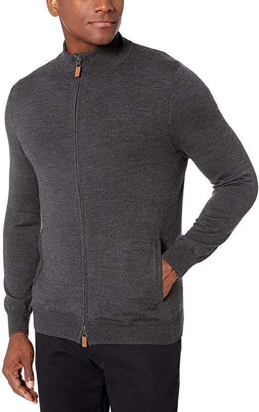 Amazon Brand - Buttoned Down Men's Italian Merino Wool Full-Zip Sweater