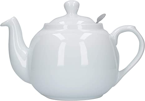 London Pottery 74110 Farmhouse Loose Leaf Teapot with Infuser, Ceramic, White, 6 Cup (1.5 Litre)