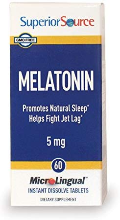 Superior Source Melatonin 5mg With Chamomile Instant Dissolve Tablets - Non Addictive Sleep Aid - Sublingual Melatonin - Natural Sleeping Pills for Adults 60 Count