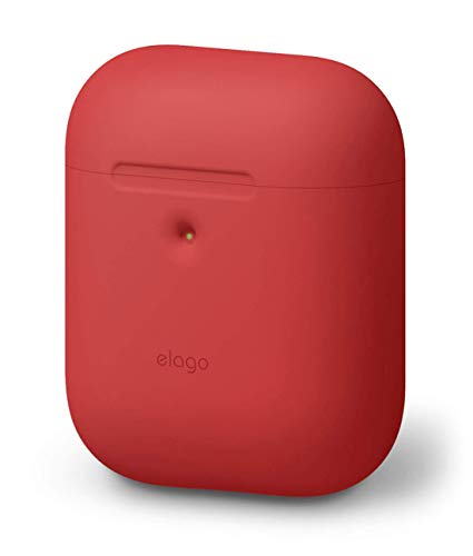 elago A2 Silicone Case [Red] - [Front LED Visible][Supports Wireless Charging][Extra Protection] - for AirPods 2 Wireless Charging Case