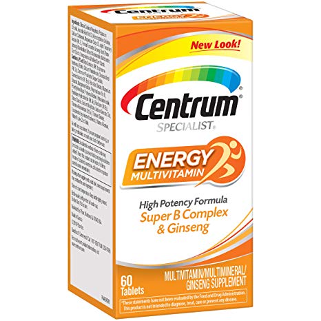 Centrum Specialist Energy Complete Multivitamin/Multimineral Supplement Tablet, Vitamin D3 and Vitamin C, 60 Count