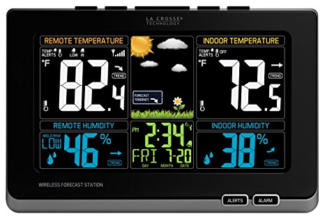 La Crosse Technology 308-1414MB-INT Wireless Color Weather Station with Mold Indicator, Black