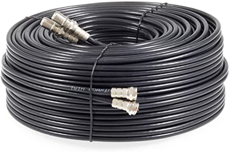 SSL Satellites 20 m Twin Satellite Shotgun Coax Cable Extension Kit with Fitted F Connectors for Sky HD Q and Freesat - Black (20 Meter, Black)