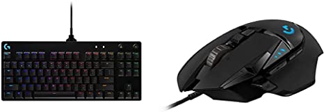 Logitech G PRO Mechanical Gaming Keyboard, Ultra Portable Tenkeyless Design, Detachable Micro USB Cable, 16.8 Million Color LIGHTSYNC RGB Backlit Keys & G502 Hero High Performance Gaming Mouse