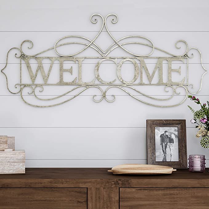 Lavish Home Metal Cutout Welcome Wall Sign-3D Word Art Accent Decor-Perfect for Modern Rustic or Vintage Farmhouse Style