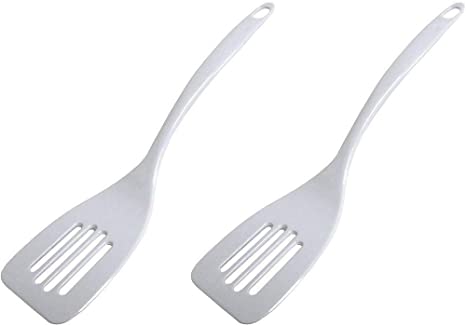 Chef Craft White Melamine Slotted Turner Spatula, 11-Inches (2-Pack)