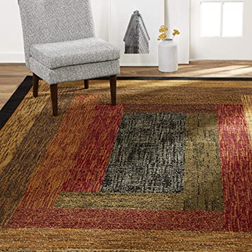 Home Dynamix Vega Modern Area Rug, Geometric Black/Brown/Red 3 Piece Set