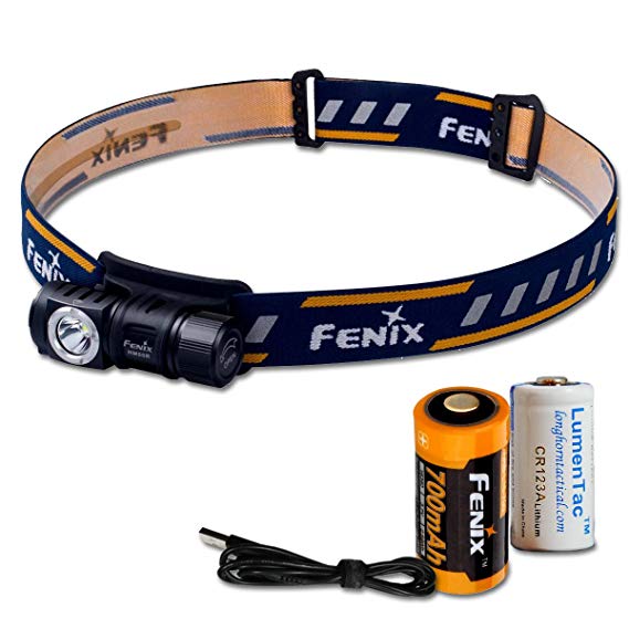 Fenix HM50R 500 Lumens Multi-Purpose Compact LED Headlamp Flashlight & Rechargeable Battery PLUS Additional LumenTac CR123A Battery