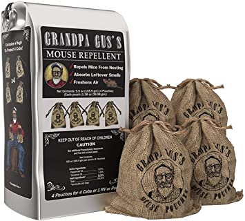 Grandpa Gus's Mouse Repellent Pouches w/Natural Peppermint Oil to Repel Mice from Nesting&Freshen Air in Car,RVs,Tractor,Boat,Garage,Shed,Cabin(Kids&Pets Safe) (16 Burlap Pouches(Regular Strength))
