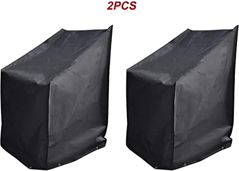 acoveritt Black Series - 2pcs Waterproof Heavy Duty Stackable-Chair Patio Cover (26" WX34 DX45 H)