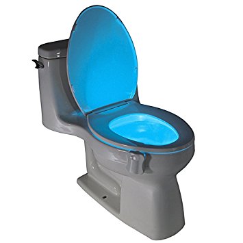 LightBowl Toilet LED Nightlight By Wally's, Motion Activated, Fits ANY Toilet, 8 Colors in One Light.