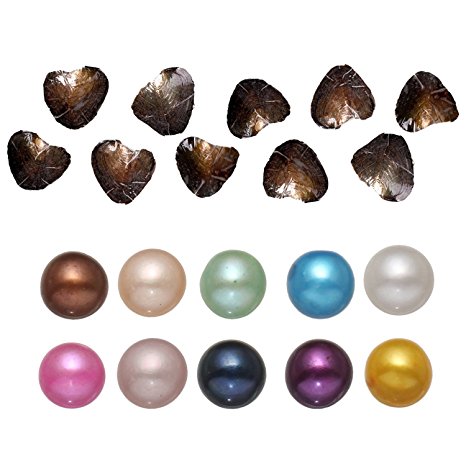 10PC Freshwater Cultured Love Wish Pearl Oyster with Round Pearl Inside 10 Colors (7-8mm)
