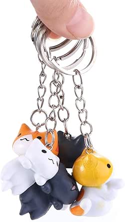 1pcs Cute Cat Keychains Kitten Key Chain Couple Gift Fashion Lucky Cat Keychain Pendent Charm PVC Key Ring Random style