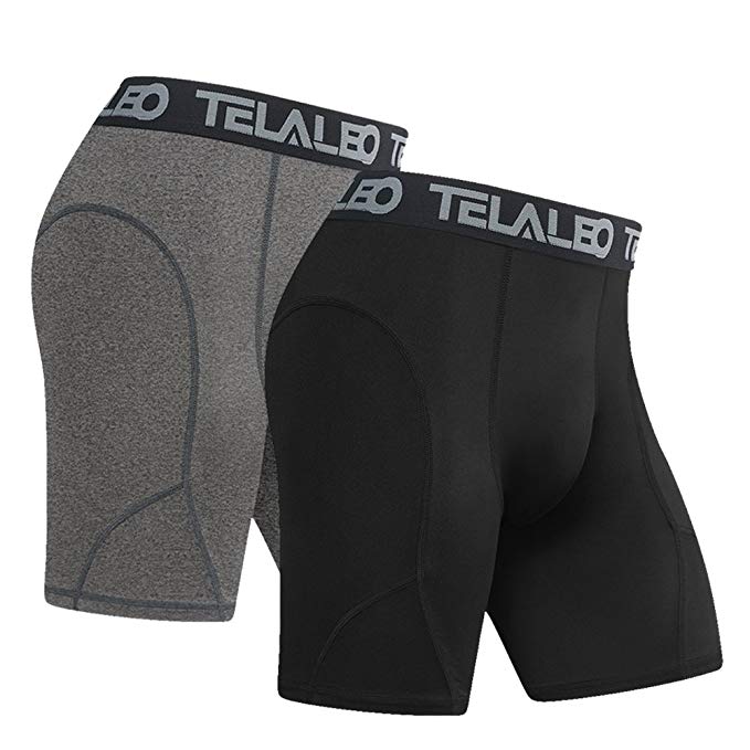 TELALEO Men's Long Compression Shorts Cool Quick Dry Sports Tights 3 Pack