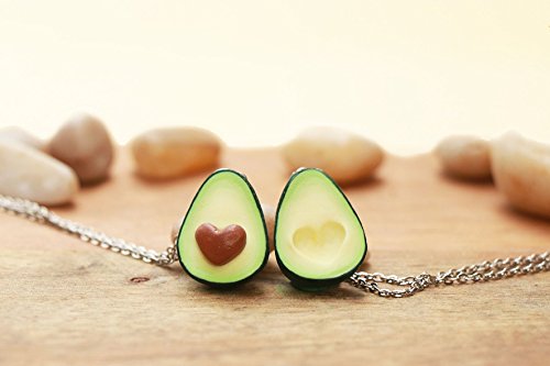 Avocado Friendship Necklace - Miniature food jewelry - avocado necklace - BFF gift - BFF jewelry - Friendship jewelry, birthday gift