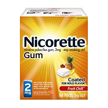 Nicorette Nicotine Gum Fruit Chill 2 milligram Stop Smoking Aid 160 count