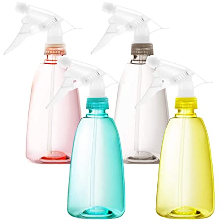 Youngever 4 Pack Empty Plastic Spray Bottles, Spray Bottles for Hair and Cleaning Solutions, 4 Pack 16 Ounce Bottles in 4 Colors