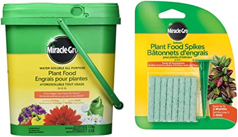 Miracle-Gro Water Soluble All Purpose Plant Food - 1.5kg & Indoor Plant Food Spikes Tray, 24 Spikes