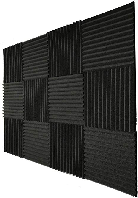 Teraves Acoustic Foam Panels-48 Pack Acoustic Panels Soundproofing Studio Foam Sound Proofing Padding for Wall 1" X 12" X 12" Charcoal