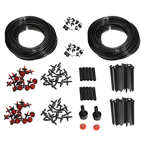 KINGSO 150ft Micro Drip Irrigation Kit System Blank Distribution Tubing Irrigation Sprinkler System Kit Self Plant Garden Hose Watering Kit