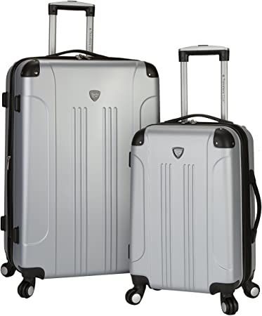 Travelers Club Chicago Hardside Expandable Spinner Luggage, Silver, 2-Piece Set (20/28)