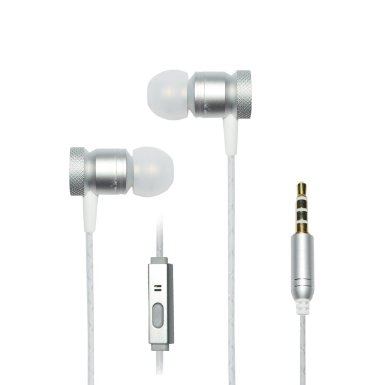 CHARM & MAGIC In-Ear Heaphones,Earbuds, Stereo Music Earphones, Premium Wired Cell Phone Headsets with Microphone, Real Bass, Noise Reduction, 3.5mm Jack for iphone, Ipad, Androids Smartphone (Silver)