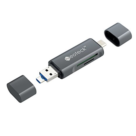 USB Card Reader Neoteck 3 in 1 USB 2.0 Flash & Type C & TF/ SD Memory Card Reader Micro USB Combo with OTG Function for Macbook Windows Computer Google Tablet Android Cell Phone-Grey