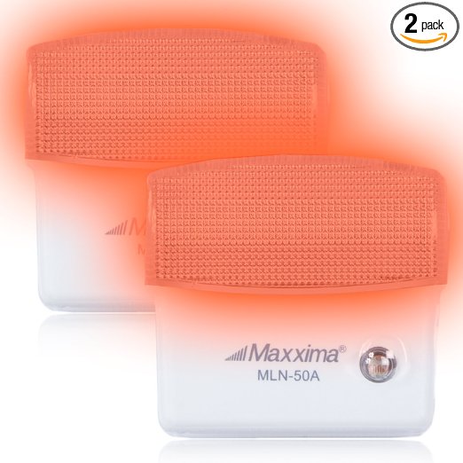 Maxxima MLN-50A Amber LED Night Light With Sensor (Pack of 2)