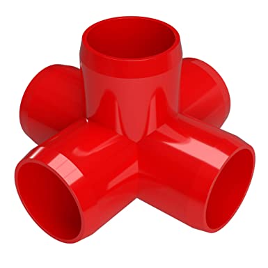 FORMUFIT F0015WC-RD-4 5-Way Cross PVC Fitting, Furniture Grade, 1" Size, Red (Pack of 4)