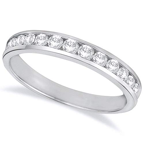 1 Carat (ctw) 14K White Gold Round Diamond Ladies Channel Set Half-Way Semi-Eternity Wedding Anniversary Stackable Ring Band Value Collection