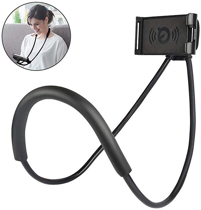 ieGeek Lazy Phone Tablet Holder Stand Flexible 360° Rotating Neck Waist Hanging Bracket for Mobile Devices 4.7-7.6 inch (Black)