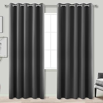 KOUFALL Extra Wide Large Curtain Panels,Black Out Thermal Insulated Room Darkening Full Length Curtains Drapes for Bedroom Living Room,Single One Panel 72in Total Width 144 Inch,Dark Grey/Gray