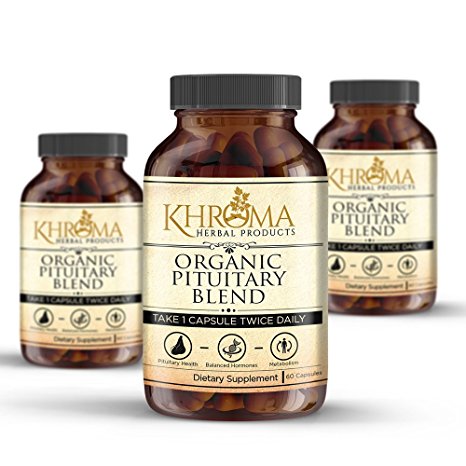 Organic Pituitary Blend - 60 Vegan Capsules in a Glass Bottle - For Maximum Pituitary Support - by Khroma Herbs
