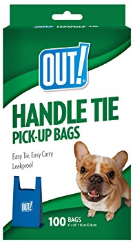 OUT! Handle Tie Dog Waste Bags, 6x8.5 in, 100 bags