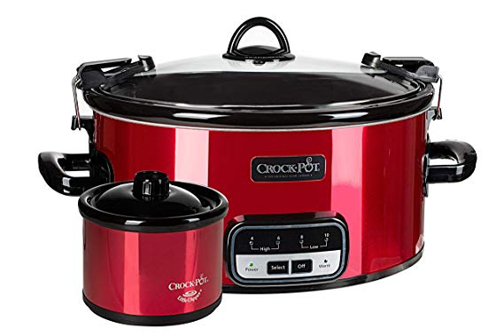 Crock-Pot 6 Quart Programmable On The GO Slow Cooker With Bonus Little Dipper Warmer Candy Red