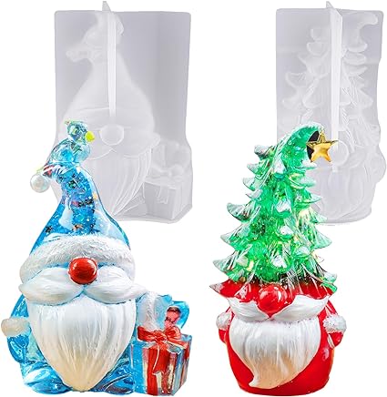 LET'S RESIN Christmas Gnomes Resin Molds, 2 Pcs Santa Gnomes Epoxy Resin Molds with Slouchy Hat Christmas Tree Gnome, Funny Silicone Molds for Epoxy Resin, Christmas Ornaments, Resin DIY Craft