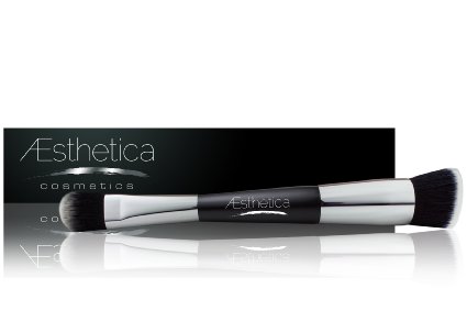 Aesthetica Cosmetics Double Ended Contour and Highlight Makeup Brush for Cream and Powder, Foundation, Blending, Contouring and Highlighting - Vegan and Cruelty Free