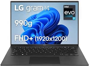 LG gram 14Z90R-G.AA78F - PC portable 14" 999g, écran IPS FHD  16:10, Plateforme Intel Evo i7-1360P, RAM 16Go, SSD 1To NVMe, Intel Iris Xe, Thunderbolt 4, Windows 11, Clavier AZERTY, Noir