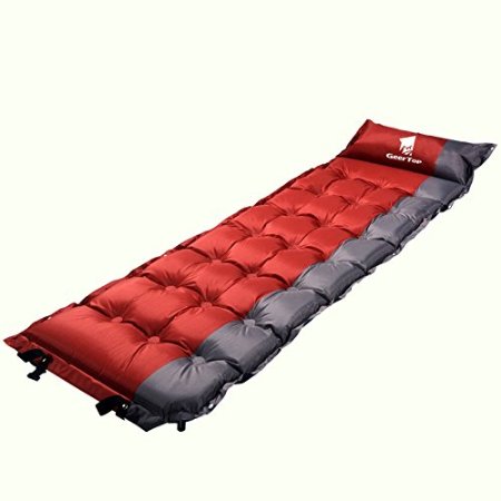 GEERTOP 2in Thick Lightweight SPLICED Self-Inflating Camp Pad Mat Mattress With Pillow For Camping, Backpacking, Tents