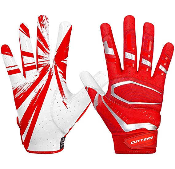 Cutters Rev Pro Football Gloves, Best Grip Receiver Gloves, Youth & Adult Sizes, 1 Pair