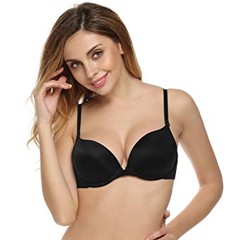 Wixen Comfortable Underwire Womens Everyday Basic Push-up T-Shirt Bra Lightly Memory Foam Padded Underwire