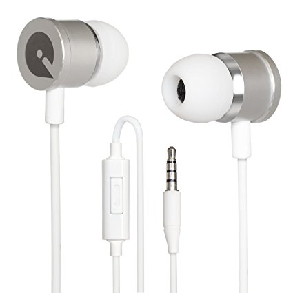 Earphones with Mic for iPhone and Android with Remote Control - Dual Compatibility for iPhone & Android … (Bright White)