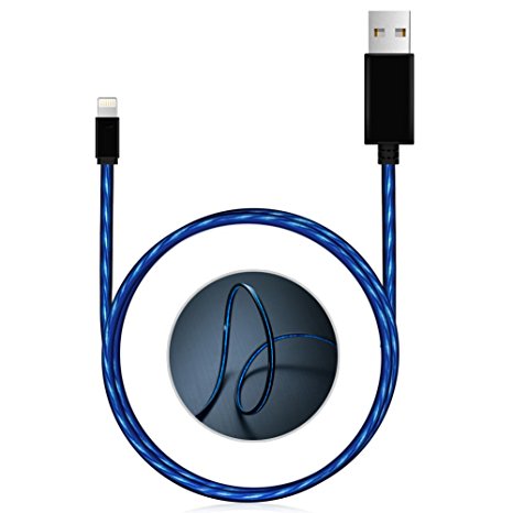 Areson Lightning to USB Charging Cable LED Data & Sync Charging Charger Cord for iPhone 7/SE/6s/6/ 5/5c/5s/Plus, iPad, iPod - 3.0 Feet (Blue)