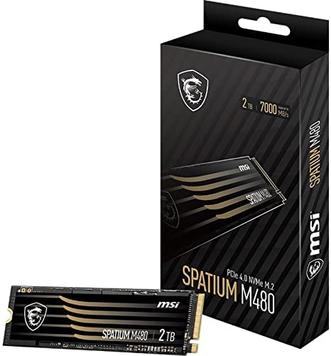 MSI SPATIUM M480 PCIe 4.0 NVMe M.2 2TB Internal SSD PCIe Gen4 NVMe 1.4 3D NAND 1400 TBW (SPATIUM M480 PCIe 4.0 NVMe M.2 2TB)