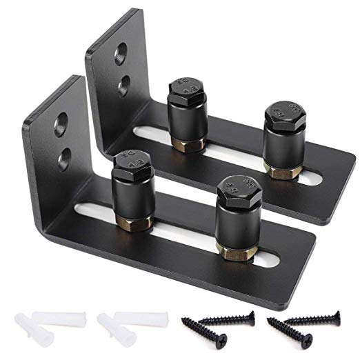 New Design!Barn Door Floor Guide,Wall Mounted Stay Roller Guides Flush to Floor, Ultra Smooth Fully Adjustable Channel,Bottom Floor Guide for All Sliding Barn Door Hardware (2 Pack,Screws and Anchor)
